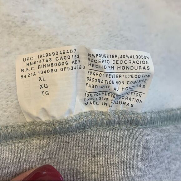 CHAMPION Womens Heather Gray/Multi-Color Script Logo Hoodie Sweatshirt Size XL - Picture 8 of 9